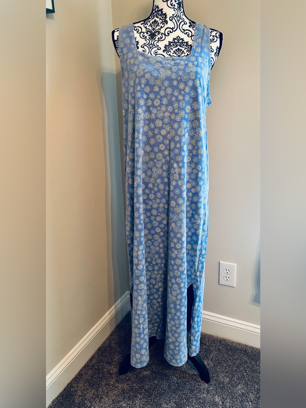 Fresh Produce brand Blue Lavender Floral Scoop Neck Sleeveless Dress XL